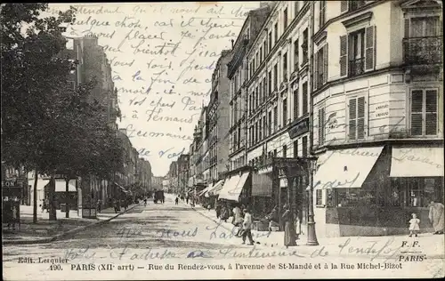 Ak Paris XII., Rue de Rendez vous, Avenue de St. Mandé et Rue Michel Bizot