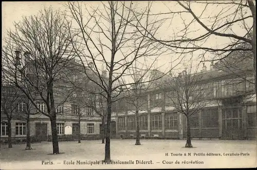 Ak Paris XII., École municipale professionnelle Diderot, Cour de récréation