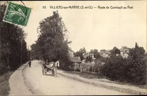 Ak Villiers sur Marne Val de Marne, Route de Combault au Pont