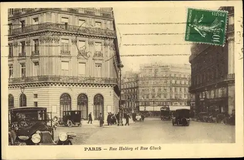 Ak Paris IX., Rue Halevy et Rue Gluck, Autos