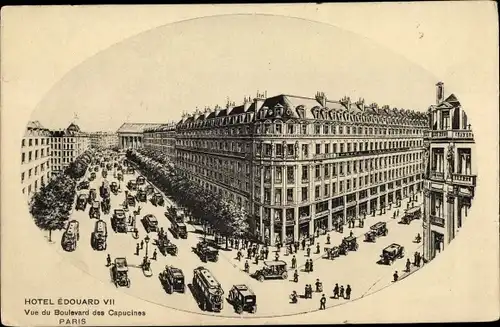 Künstler Ak Paris IX., Hotel Edouard VII, Vue du Boulevard des Capucines