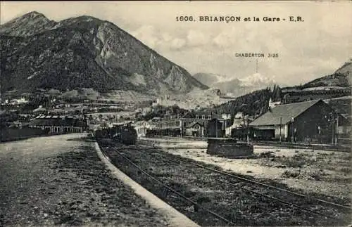 Ak Briancon Hautes-Alpes, Chaberton, la Gare, Bahnhof, Gleisseite