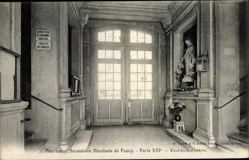 Ak Paris XVI., Pensionnat Secondaire Diocésain de Passy, Vestibule d'entrée