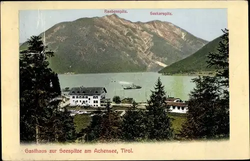 Ak Achensee Jenbach in Tirol, Gasthaus zur Seespitze, Raabenspitz, Seekarspitz