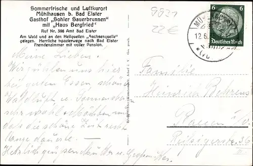 Ak Mühlhausen Bad Elster im Vogtland, Sohler Sauerbrunnen, Sachsenquelle