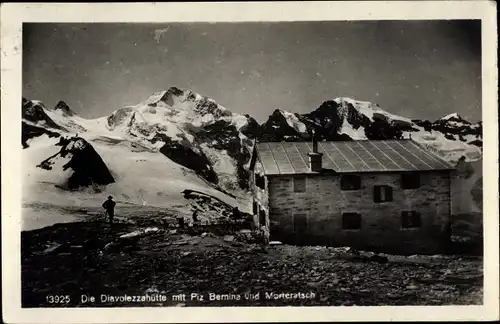 Ak Kanton Graubünden, Diavolezza Hütte mit Piz Bernina und Morteratsch