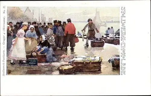 Künstler Ak Stollwerck Chokolade, Marktszene, Fischmarkt