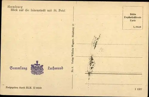 Ak Hamburg, Blick auf die Innenstadt mit St. Petri