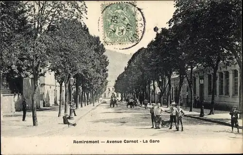 Ak Remiremont Vosges, Avenue Carnot, Gare