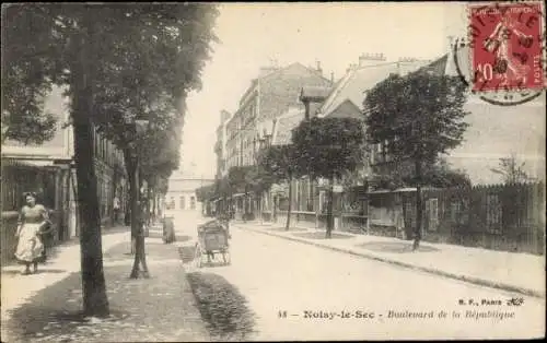 Ak Noisy le Sec Seine Saint Denis, Boulevard de la République