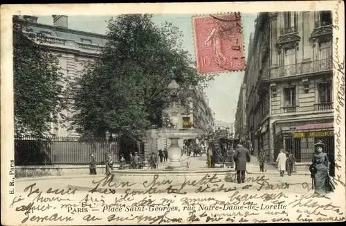 Ak Paris IX., Place Saint Georges, Rue Notre Dame de Lorette