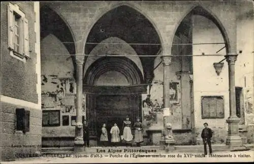 Ak Queyras Guillestre Hautes-Alpes, Porche de l'Eglise en marbre rose