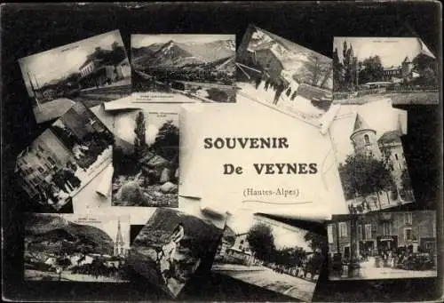 Ak Veynes Hautes-Alpes, Ortsansichten, Häuser, Bahnhof, Kirche
