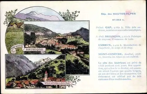 Künstler Ak Gap Hautes-Alpes, Briancon, Embrun, Mont Genevre, Villevallorise