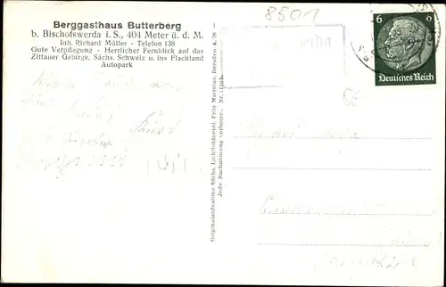 Ak Bischofswerda in Sachsen, Berggasthaus Butterberg, Biergarten