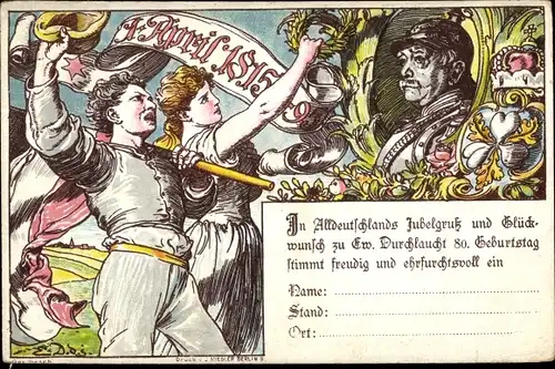 Vorläufer Ganzsachen Ak Otto von Bismarck, Herzog zu Lauenburg, Bundeskanzler, April 1895