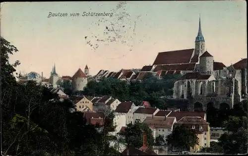 Ak Bautzen in der Lausitz, Panorama vom Schützenberg