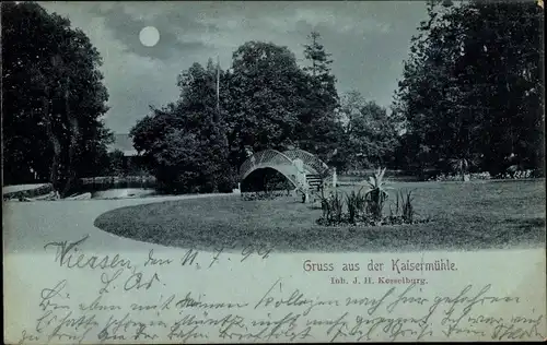 Mondschein Ak Viersen in Nordrhein Westfalen, Kaisermühle, Garten