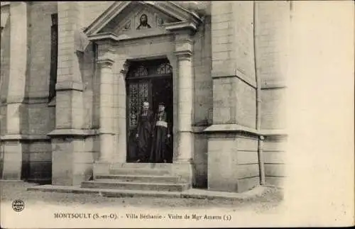 Ak Montsoult Val d'Oise, Villa Bethanie, Visite de Mgr. Amette