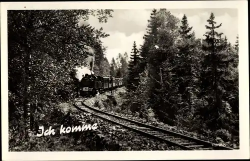 Ak Deutsche Eisenbahn, Dampflokomotive, Waldlandschaft