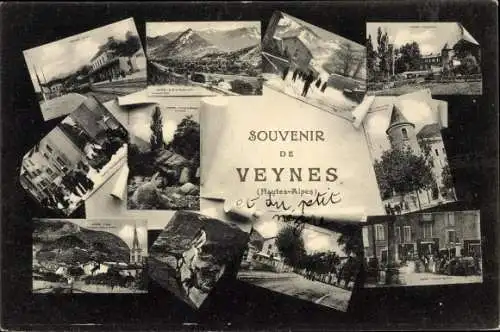 Ak Veynes Hautes-Alpes, Ortsansichten, Bahnhof, Kirche