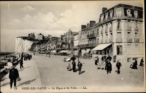 Ak Mers les Bains Somme, Digue, Villas