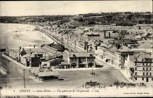 Ak Saint Helier Jersey Kanalinseln, Vue générale de l'Esplanade