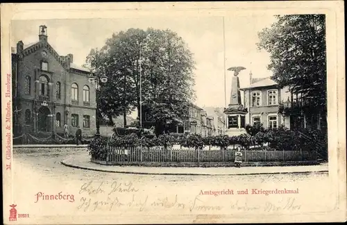 Ak Pinneberg in Schleswig Holstein, Amtsgericht und Kriegerdenkmal