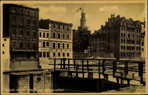 Ak Opole Oppeln Schlesien, Wehr am Mühlgraben