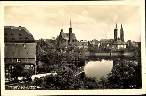 Ak Wrocław Breslau Schlesien, Sand und Dominsel