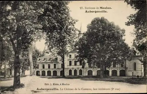 Ak Aubergenville Meulan environs Yvelines, Chateau de la Carenne, face interieure