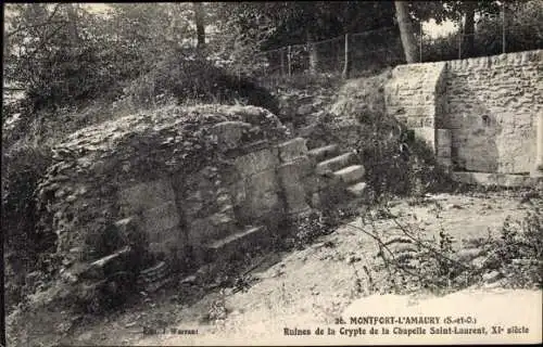 Ak Montfort l'Amaury Yvelines, Ruines de la Crypte de la Chapelle Saint Laurent