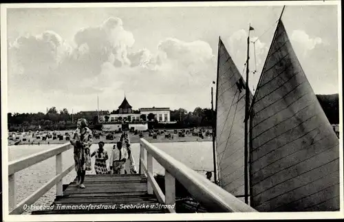 Ak Timmendorfer Strand in Ostholstein, Seebrücke und Strand