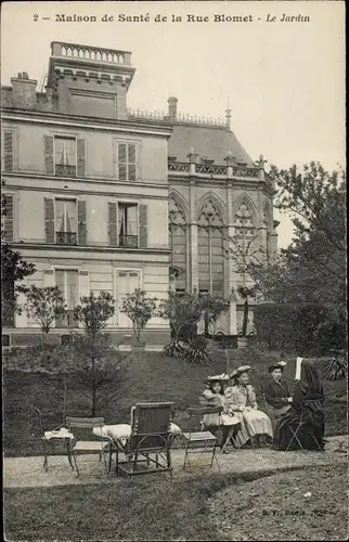 Ak Paris XV., Maison de Sante de la Rue Blomet, Jardin