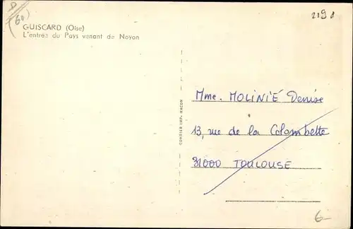 Ak Guiscard Oise, L'entree du Pays venant de Noyon