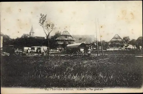 Ak Suarce Territoire de Belfort, Vue générale, Häuser, Kirchturn