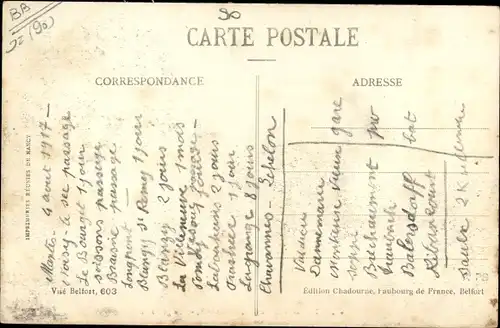 Ak Suarce Territoire de Belfort, Vue générale, Häuser, Kirchturn