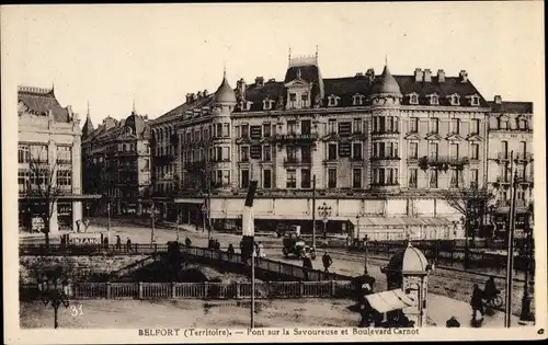 Ak Belfort Territoire de Belfort, Pont sur la Savoureuse et Boulevard Carnot