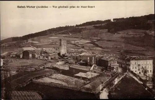 Ak Saint Victor Ardèche, Vue générale prise du Mont Genet