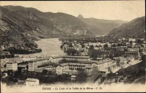 Ak Digne Alpes de Haute Provence, Le Lycee et la Vallee de la Bleone