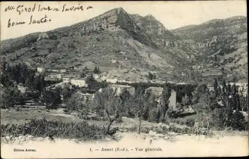 Ak Annot Alpes de Haute Provence, Vue générale, Ort, Berge