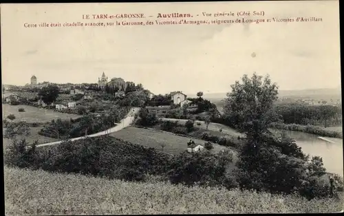 Ak Auvillars Tarn et Garonne, Vue générale, Cote Sud