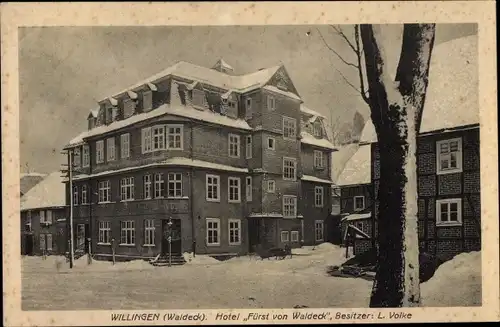 Ak Willingen Upland in Hessen, Hotel Fürst von Waldeck, Winter