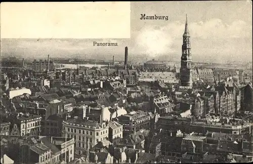 Ak Hamburg, Panorama mit St. Katharinenkirche