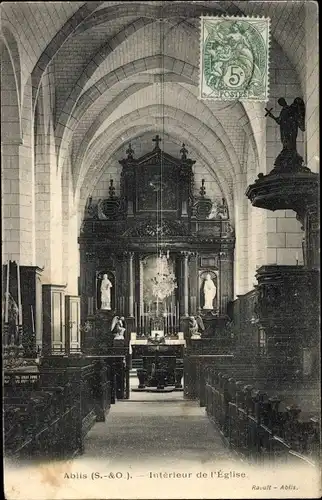 Ak Ablis Yvelines, Interieur de l'Eglise, Kirche, Innenansicht, Altar