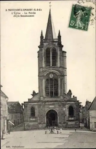 Ak Montfort L'Amaury Yvelines, L'Eglise, le Porche