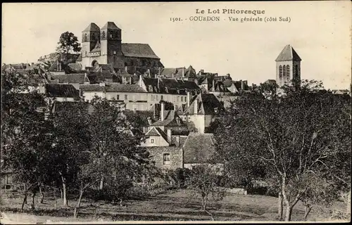 Ak Gourdon Lot, Vue Générale