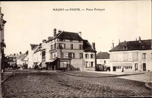 Ak Magny en Vexin Val d'Oise, Place Potiquet