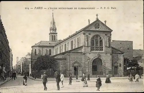 Ak Paris XVIII. Arrondissement Buttes-Montmartre, L'Église Notre Dame de Clignancourt