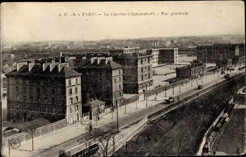 Ak Paris XVIII. Arrondissement Buttes-Montmartre, La Caserne Clignancourt, Vue générale